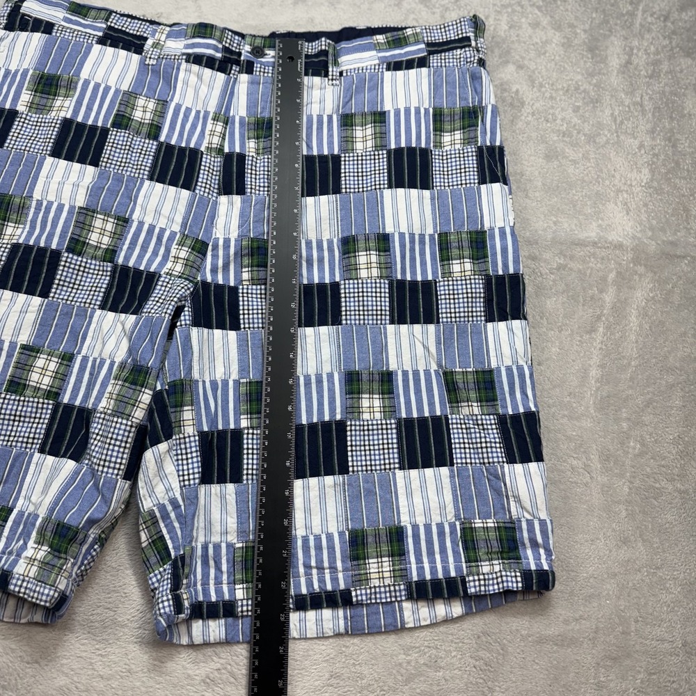 Tommy Hilfiger Shorts Mens 42 Blue Green Patchwork Madras Plaid Preppy Summer - Picture 5 of 11